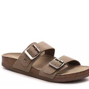 Madden Girl Tan Birkenstock Style Sandals Silver Hardware Size 7.5